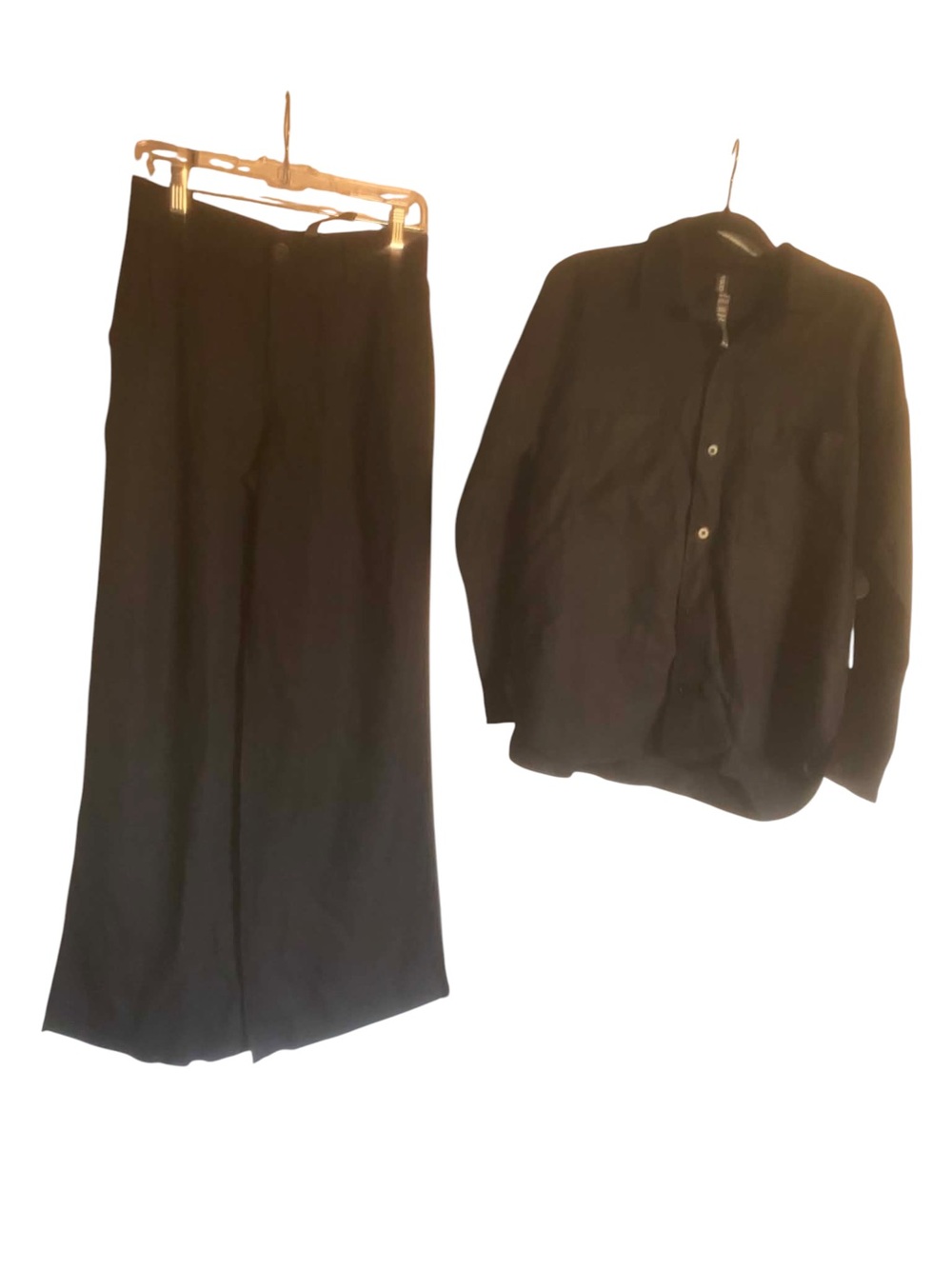 NWT Vuori Trestle Twill Wideleg Pants/Trestle Twill Button Up Set BLACK Size S